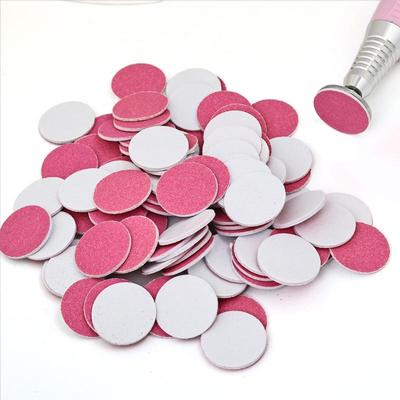 Nail Art Sanding Polish Paper Discs With Metal Nail Bearing Replaceable Self-Adhesive Sandpaper Discs Repair Manicure Pedicure