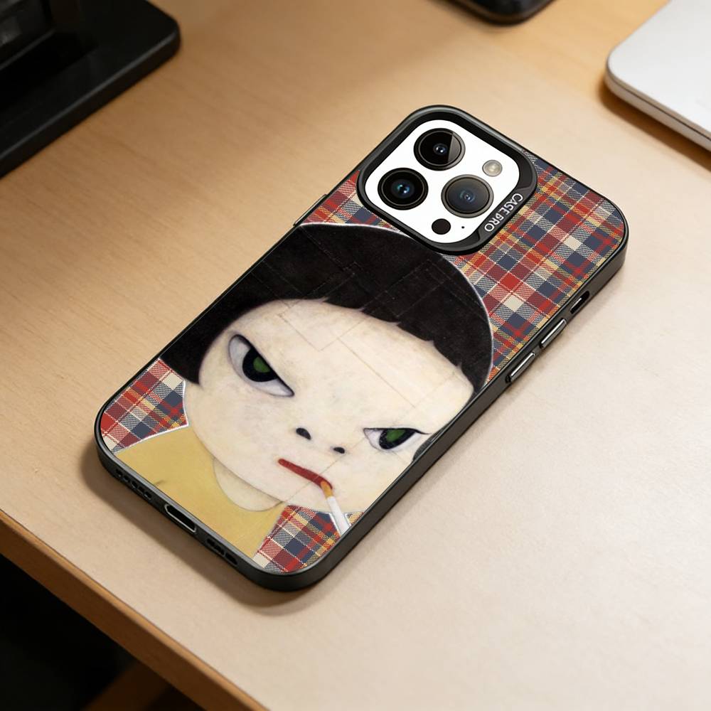 Art Toy Y-Yoshitomo -N-Nara Phone Case For iPhone 17,16,15,14,13,12,11 Plus,Pro Max,XS,Colored Silver Plated Inside Cover