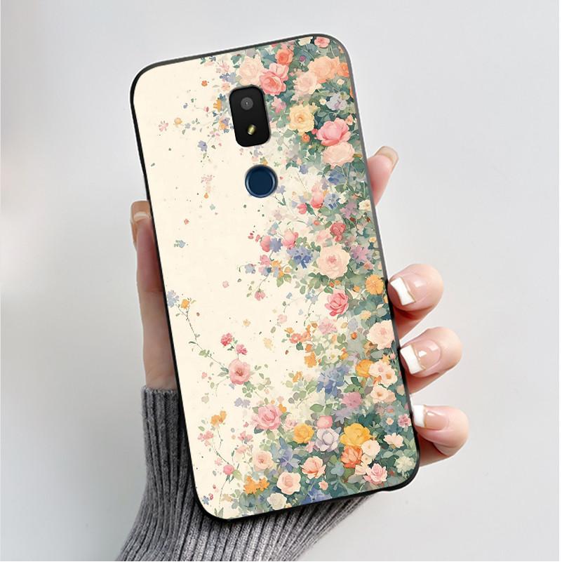 For AT&T Motivate 2 Motivate 3 Cricket Splendor Icon 3 Phone Case Fashion Butterfly Flower Black Soft Silicone Back Cover Funda