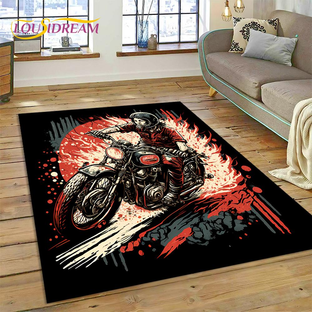 Motocross Motorcycle Modern Rug Carpet for Living Room Bedroom Home Decor,Floor Mat Non-slip Decoration for Sofa Kitchen doormat