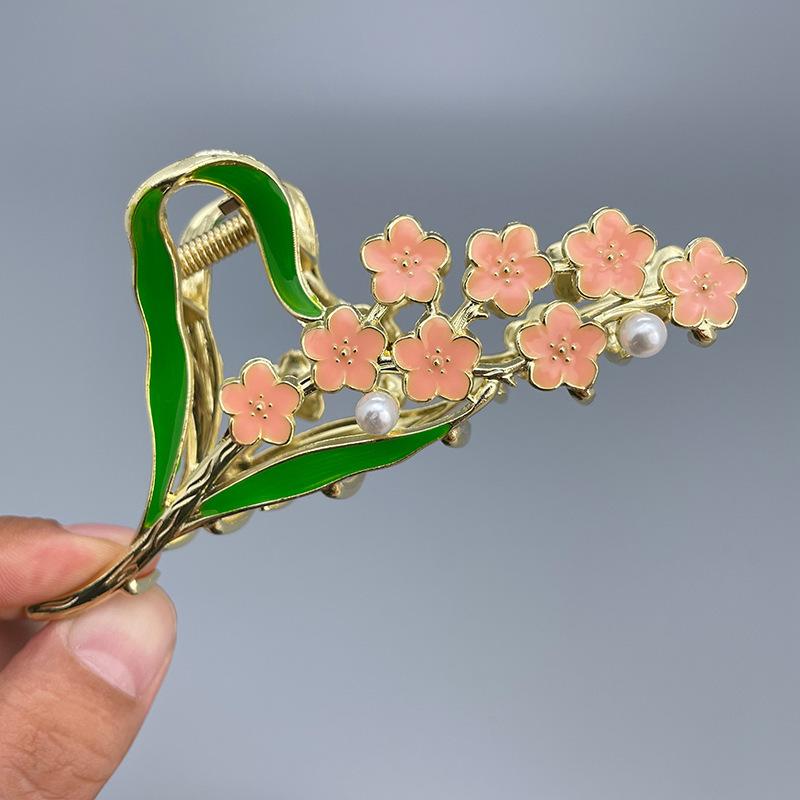 Stilig Fresh Temperament Oil Drop Floral Metal Shark Hair Clip