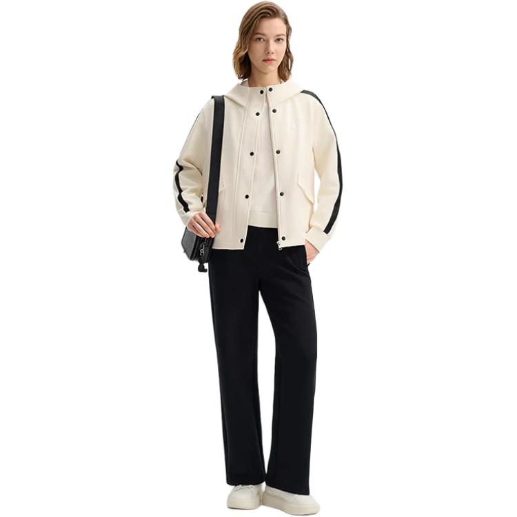 FILA Fleece Hooded Jacket Women outerwear Ice-Cream-White F11W513502FIV
