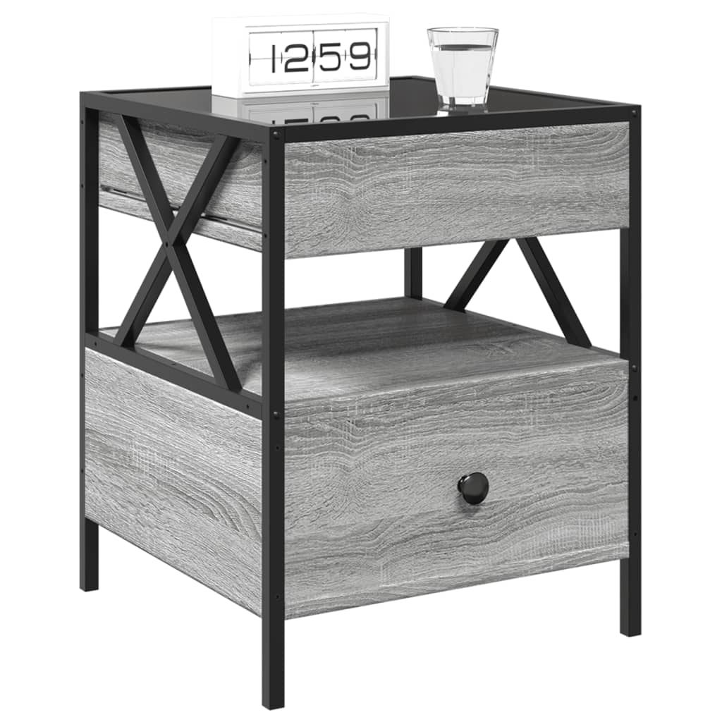 Nightstand with Infinity LED Gray Sonoma 40 X 40 X 51 Cm