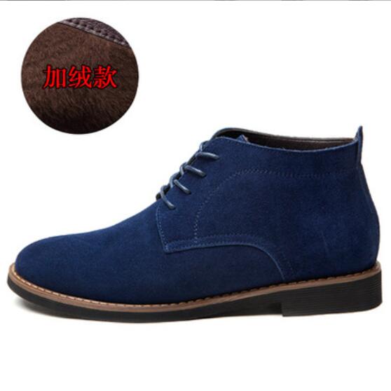Fashion High Top Casual Shoes genuine leather men boots all season work shoes male lace up for man ankle boots with fur black size 38-45