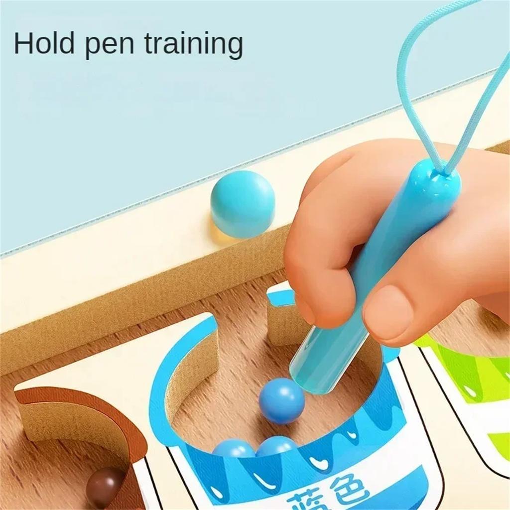  Magnetic Color Sorting Games Maze Board Pen Moving Bead Games Wooden Control Sensory Play Educational Toys For Kids