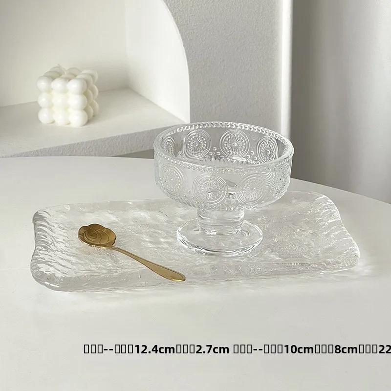 High Foot Glass Bowl Ice Cr Dert Cup for Home Use Ele Design for Yogurt Pudding Ice Cr Milkake Mousse