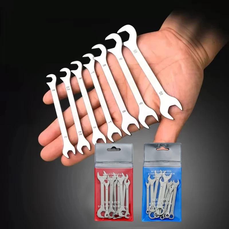 Stainless Steel Mini Thin Double Open End Wrench Dual Purpose Hand Tool For Auto Repair & Household 5mm-11mm