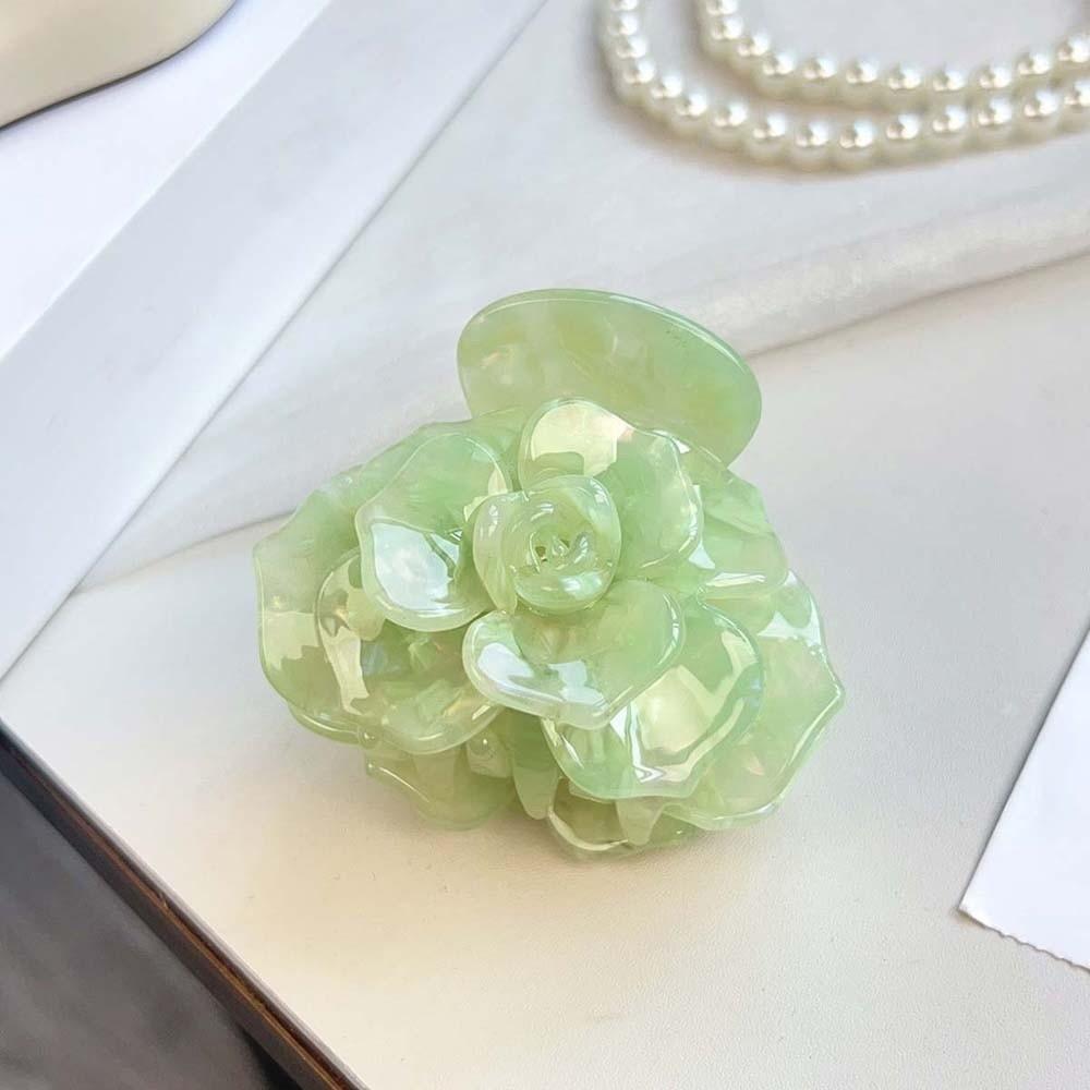 Elegant Flower Shark Clip Gradient Color Acetic Acid Hair Claw Hair Clip Camellia Hair Claw  Girls