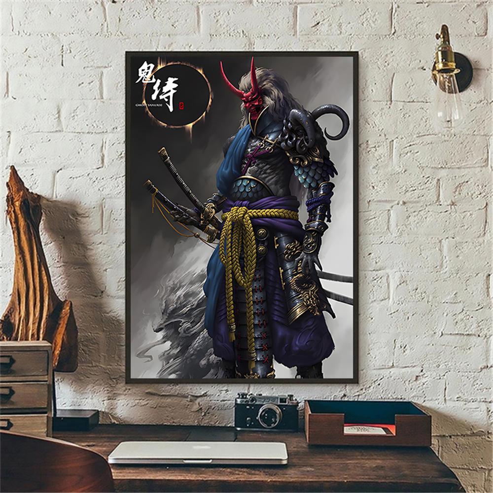 Japanese Samurai Canvas Poster Modern Home Sofa Background Wall Art Painting Print Pictures Bedroom Living Room Decor Mural Gift