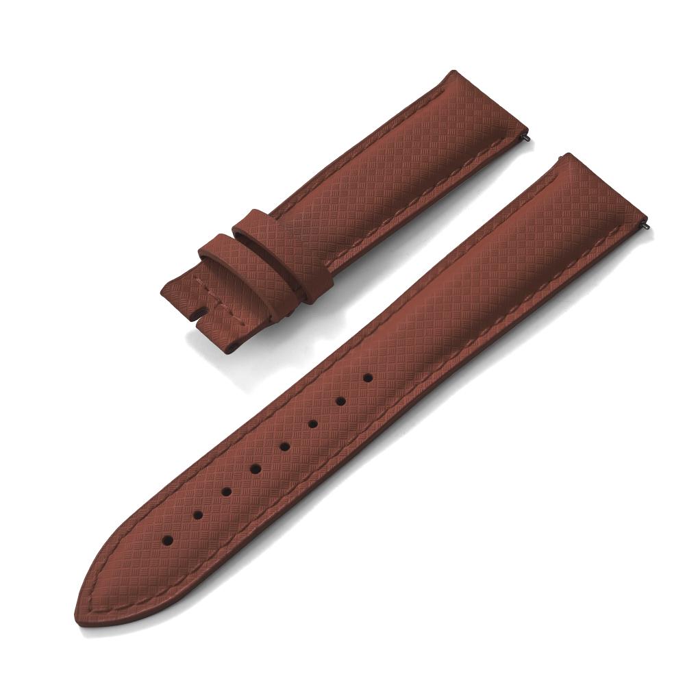 STAPELP 18mm 19mm 20mm 22mm Sailcloth Strap FKM TOP+Leather Base Tropical Texture Rubber Watch Bands Quick Release Pin Buckle