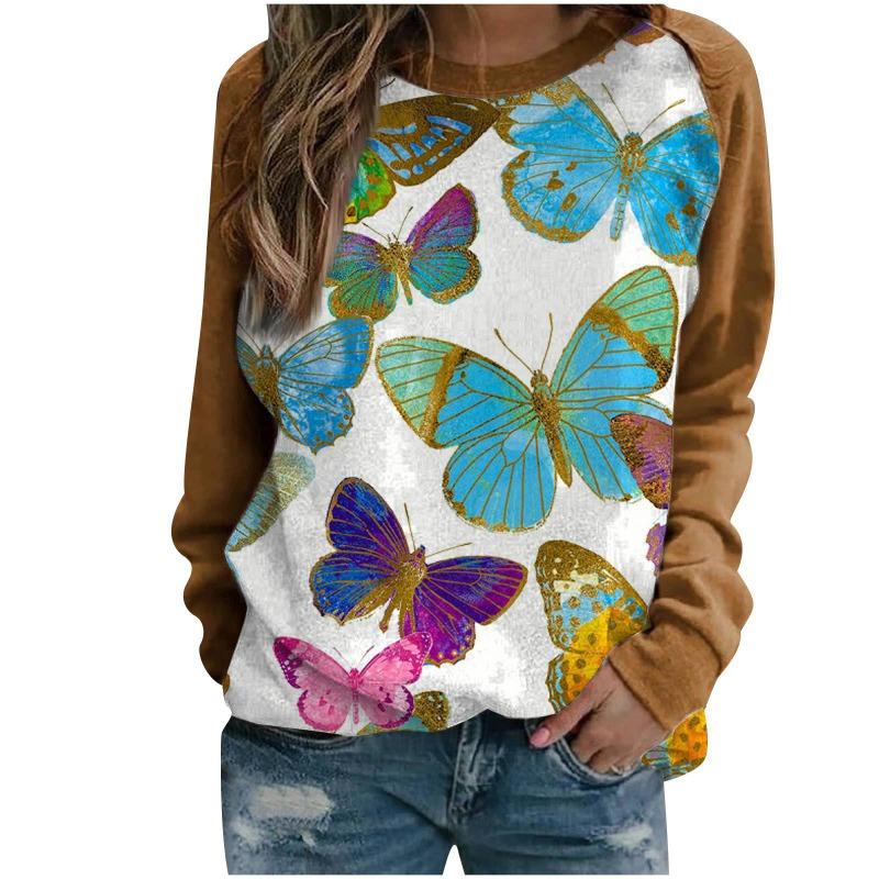 Women's hoodie 3D digital printed round neck hoodie with shoulder inserts for autumn winter women's wear