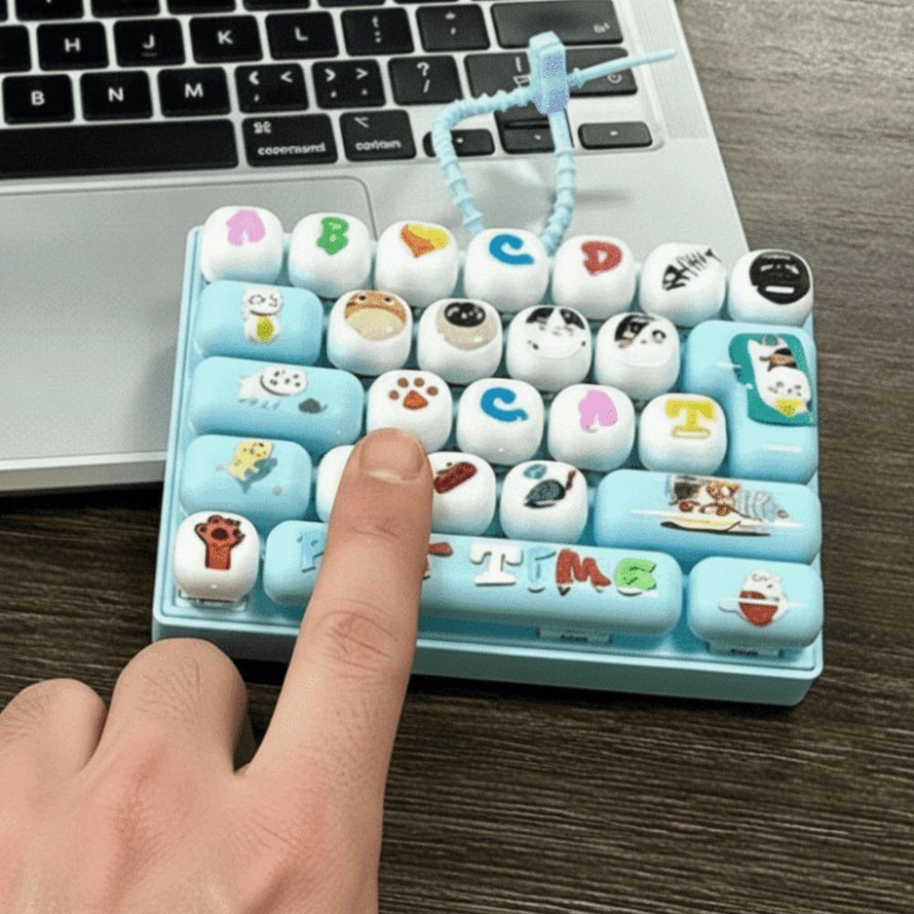 Cute Cartoon Keyboard Fidget Toy 26 Keys Layout Backpack Key Chain Pendant Students