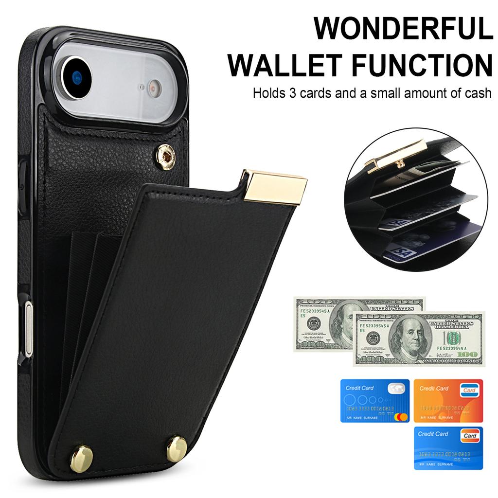For iPhone Air Case TPU + PU Leather Hardware Decor Phone Cover with Card Holder