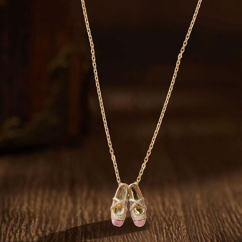 Multipurpose Ballet Theme Jewelry Sturdy Alloy Necklace With Elegant Crystals Ideal Gifts for Teen Girls Outfits