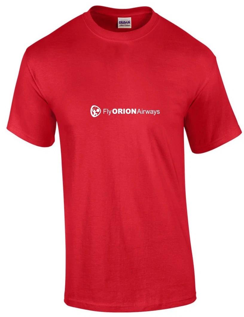 

Fly Orion Airways White Logo United Kingdom UK Airline Geek Red Cotton T-Shirt 4XL