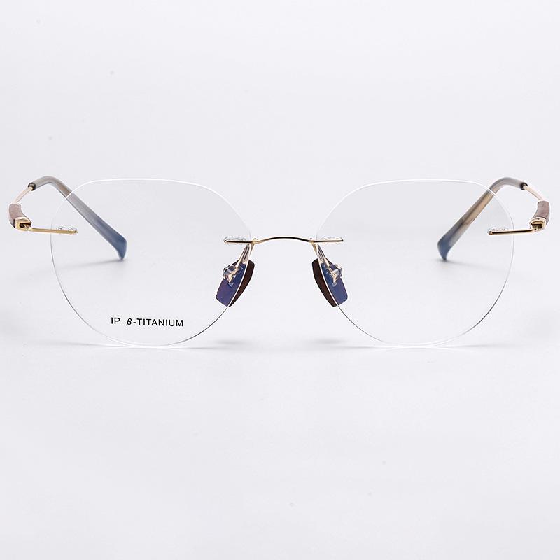 2025 Randlose Retro Sandelholzbrillen: Damen Leichter Luxus ohne Sehstärke, Blaulichtfilter mit Business-Herrenstil.