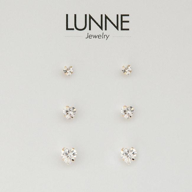 Lunne 14K Heart Cubic Earrings (14K Gold) #Es03