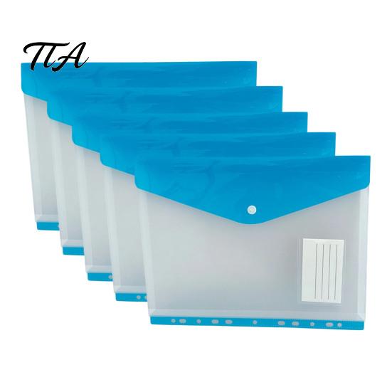 Snap Button Envelope 11 Hole Expanding File Pockets, Reusable PP Document Sleeves, Transparent Tear-resistant Bag Waterproof Organizer for Home Office