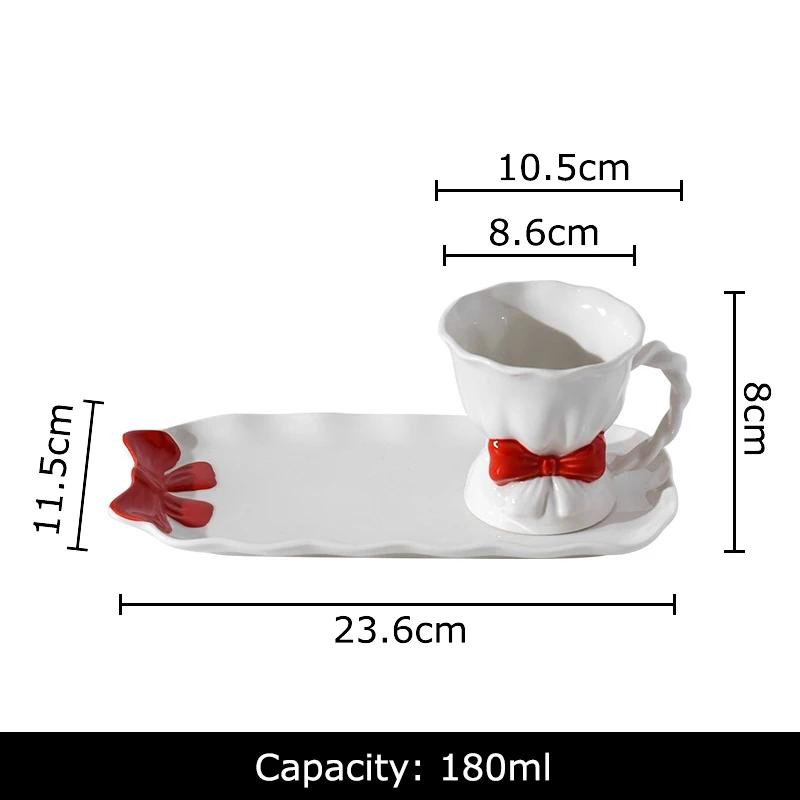 Lovely Pink Bowknot Ceramic Mug Milk Cups Dining Table Coffee Mugs Afternoon Tea Teacup Water Cup Fruits Juice Container