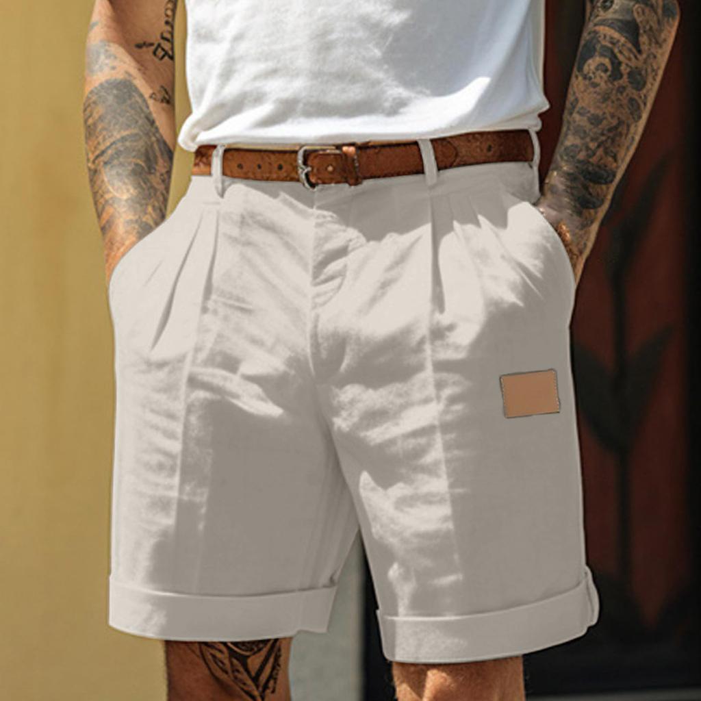 Pantaloncini Casual da Uomo Con Comode Tasche Leggere a Bottone e Pantaloncini da Spiaggia Monocromatici