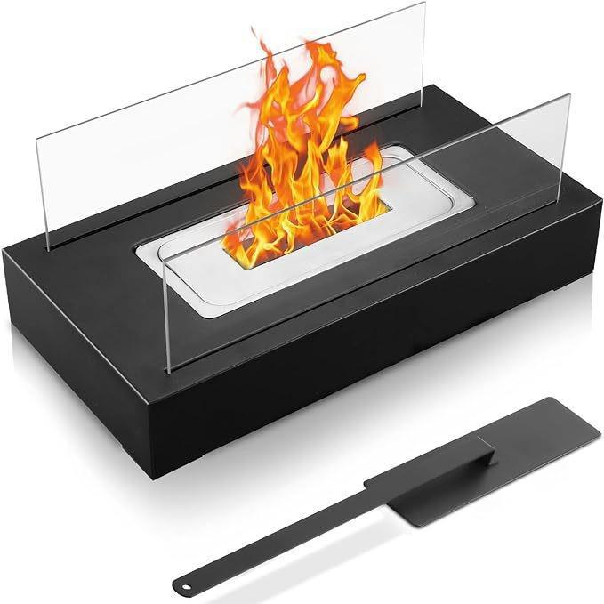 

Портативный прямоугольный настольный спиртовой каминный светильник - обогреватель для внутреннего и наружного декора дома Rectangular Fireplace Split Slot 008 чёрный