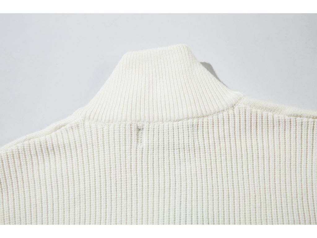 STONESLAND Unisex Strickpullover mit Stehkragen und Reißverschluss