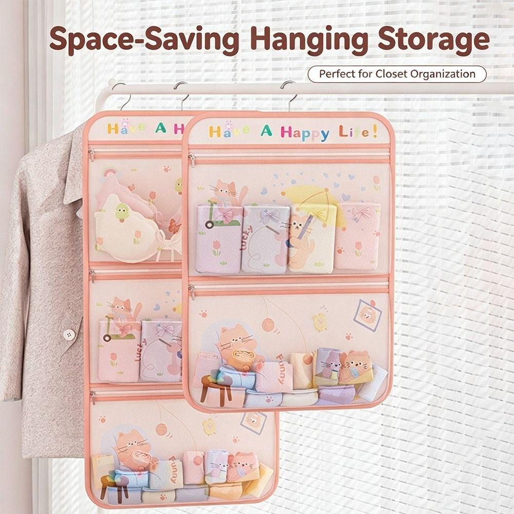 Multi-Layer Hanging Storage Bag Mesh Pockets Underwear Organizer Household Organization