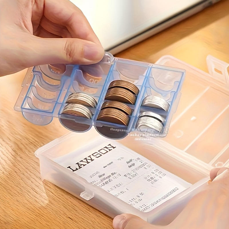 1 Stück Multifunktionale Münzaufbewahrungsbox mit blauem oder schwarzem Innenfach zur Organisation von Sammlermünzen Haushalts- und Büroaccessoire