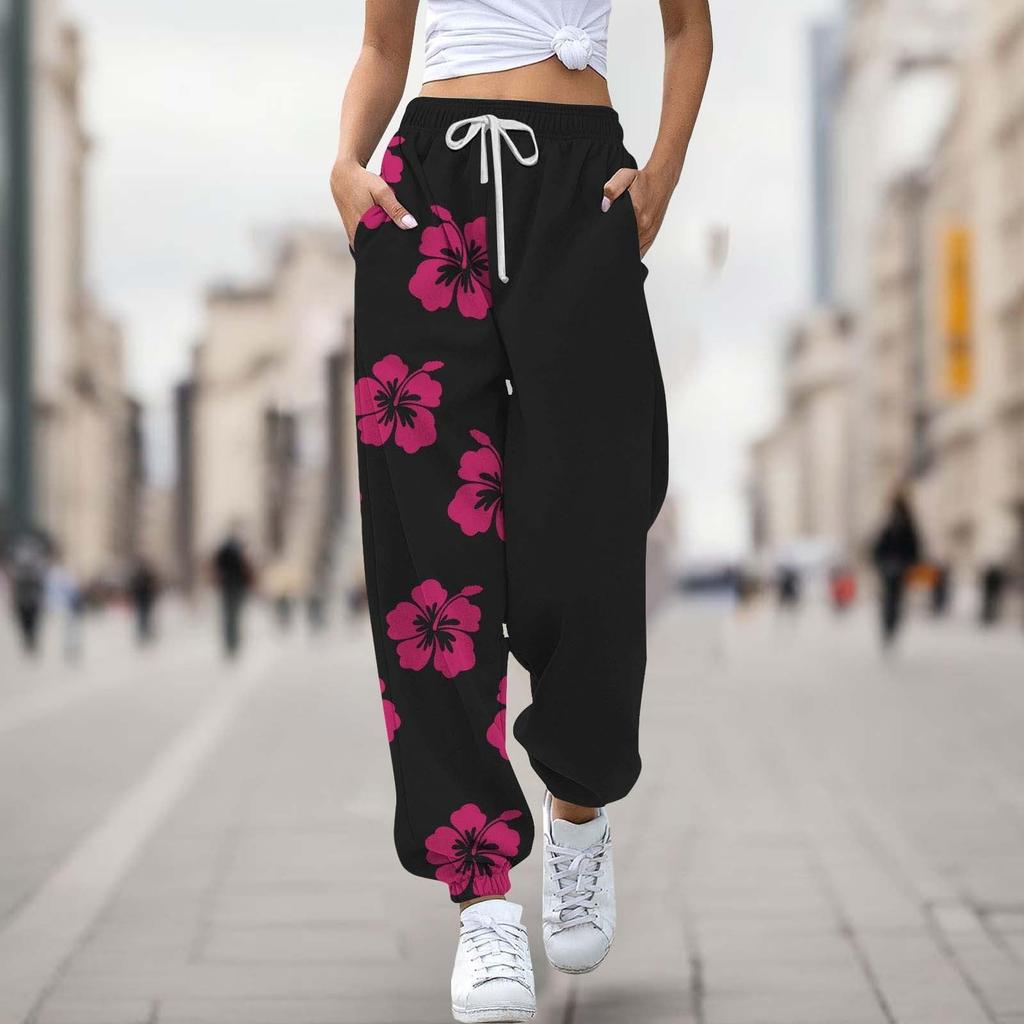 Women's Casual Fashion Print Casual Drawstring Elasticated Waist Drawstring Pants