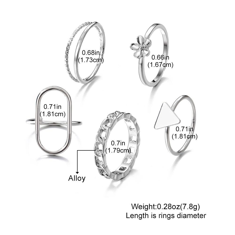 2023 Korean Simple Women Nightclub Ring Party Ring Geometric Carving Girl Student Ring Triangle Hollow Out Ring Set Combination