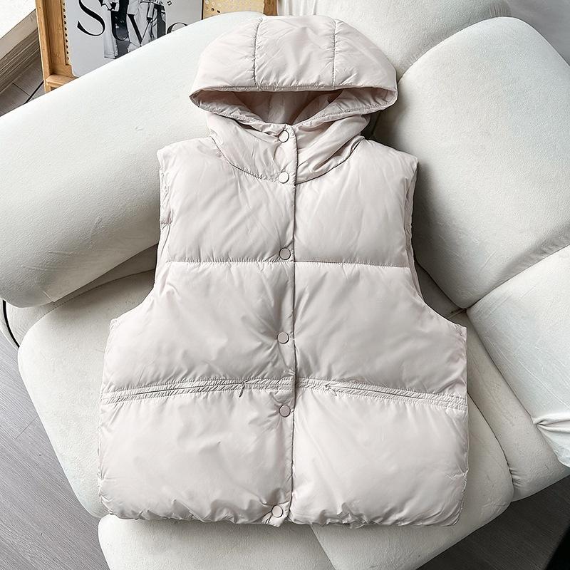 Fashion vest women's autumn and winter new Korean version of vest thin jacket hooded vest cotton vest