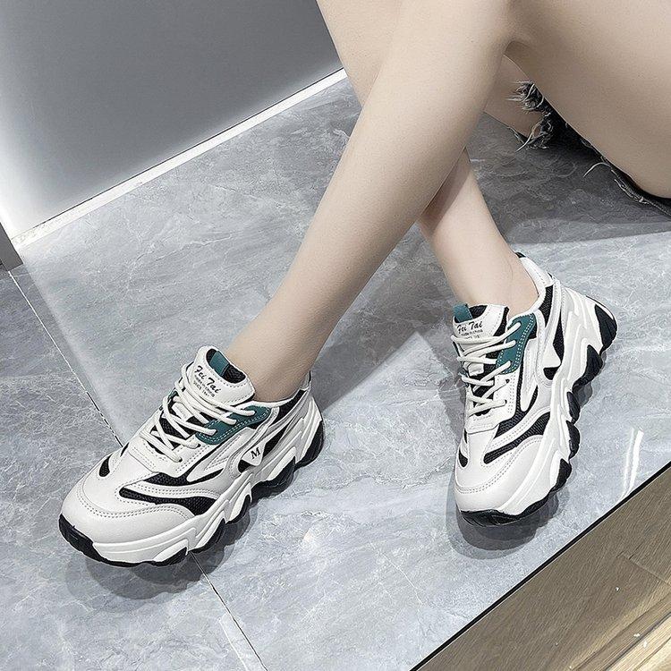 

Новая весенняя обувь для папы 2025 года, женская сетчатая повседневная одинарная обувь корейской версии на платформе, студенческие модные кроссовки для женщин 35 зелёный