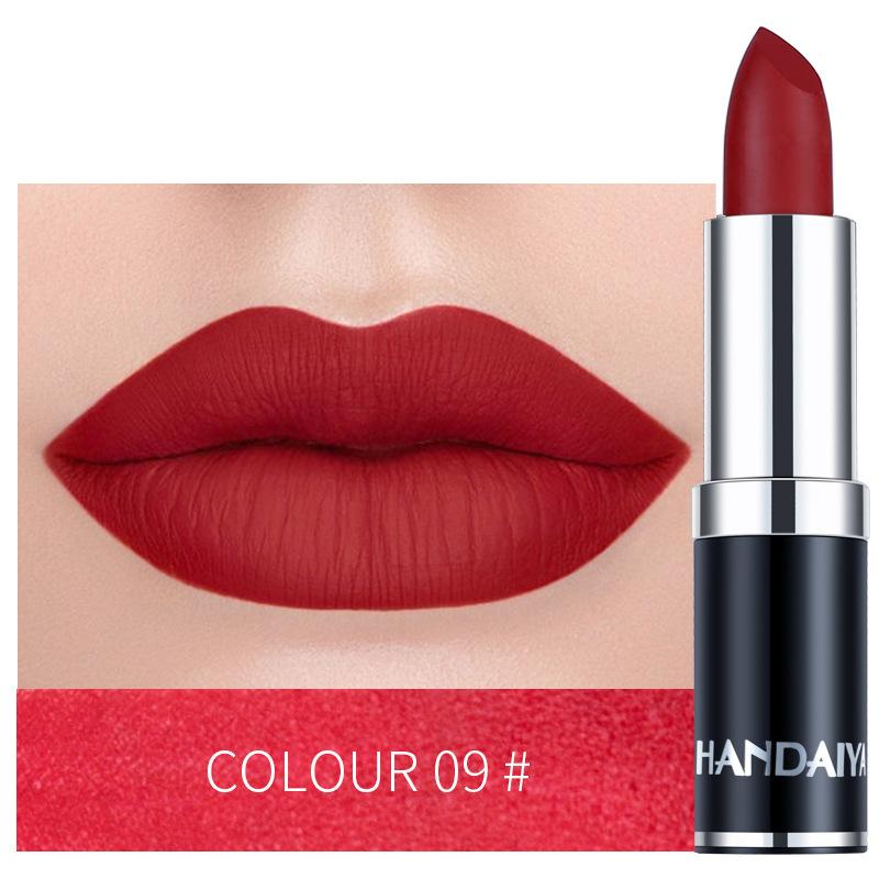 Handaiyan Sexy Nude Red Brown Purple Lipgloss Matte Lip Gloss Velvety Lipstick Matte Waterproof Makeup Long Lasting Cosmetic
