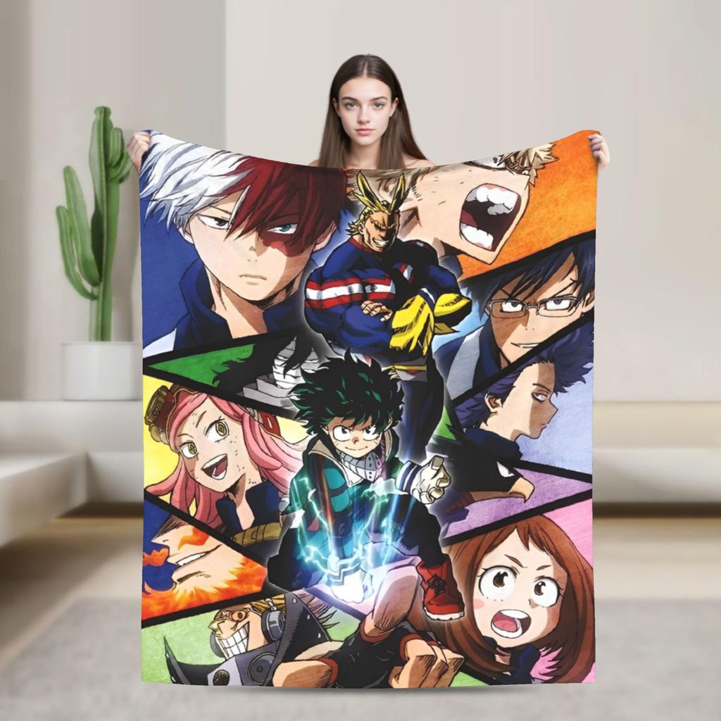 My Hero Academia Blanket Anime Wool Vintage Soft Throw Blankets for Home Autumn/Winter,