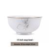 Utoo Ceramic Gold-Rimmed Spring Design Soup Bowl