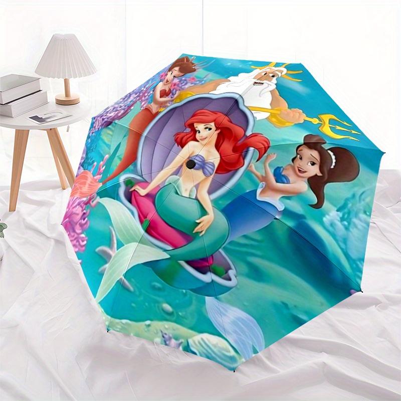 

1pc Mermaid Kingdom Automatic Opening/Closing Umbrella - Portable 3-Fold Design, 8-Bone Iron Frame Outdoor Umbrella, Perfect Gift for Fans,