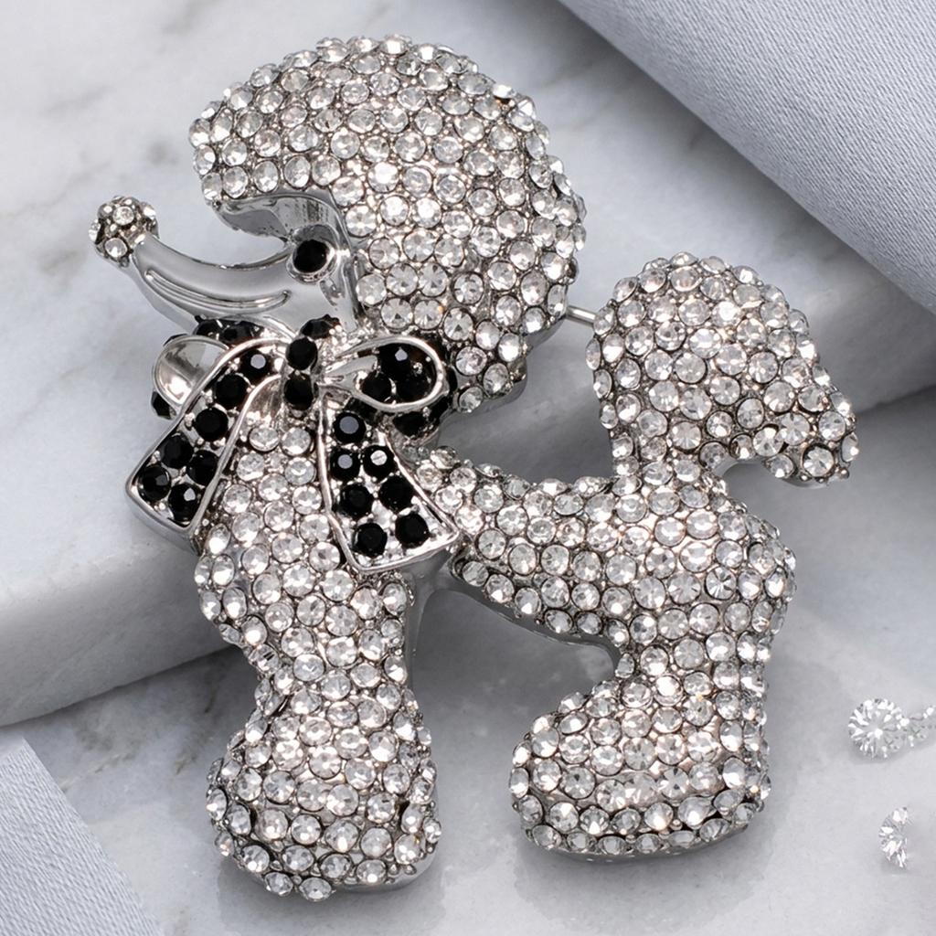 Diamond-studded Puppy Brooch - Cute and Charming Animal Pin