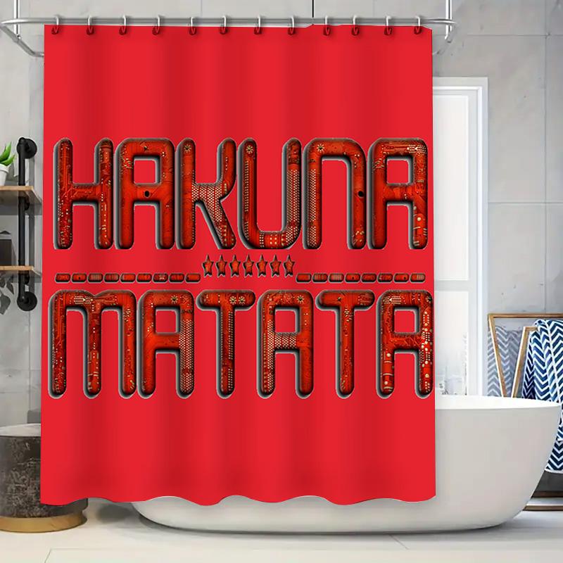 

Red Shower Curtain With African Motto Decorative Print Hakuna Matata For Bathroom Decoration In Home Kitchen W60H190(CM)-1 Pcs