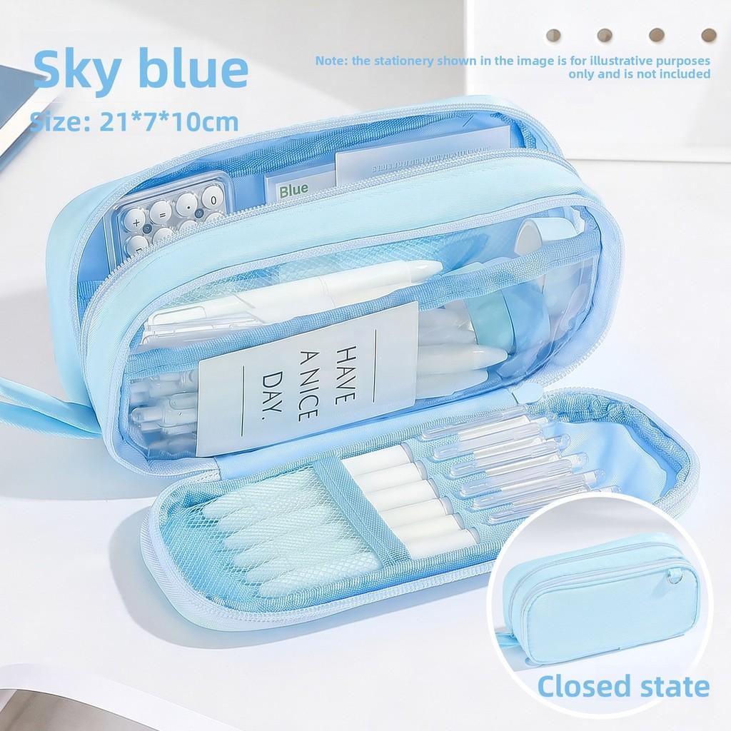 Simple Hanging Multi Compartment Pen Case With Durable Fabric For Students And Office Use