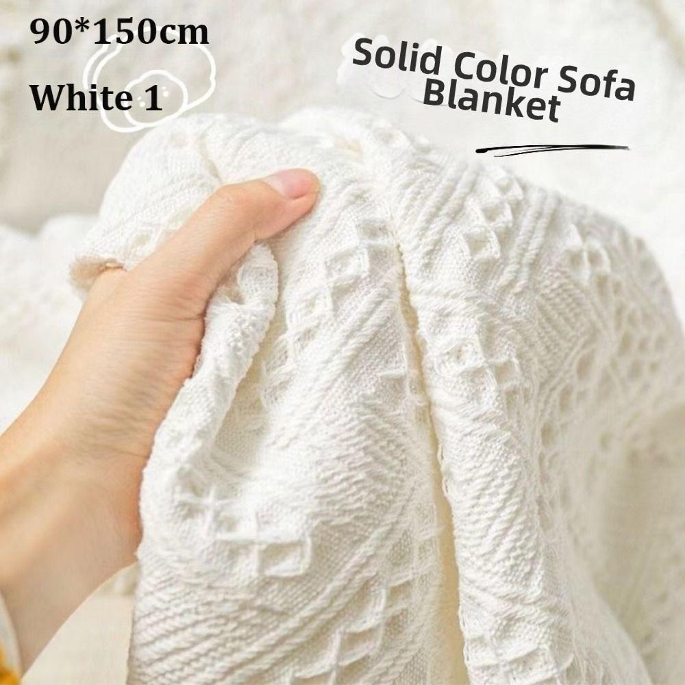 With Tassels Throw Blankets Anti-slip Vintage Cotton Blankets New Knitted White Sofa Towel