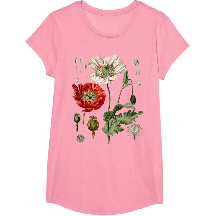 Papavero Rosso Papaveri Botanici T-shirt Papavero Rosso