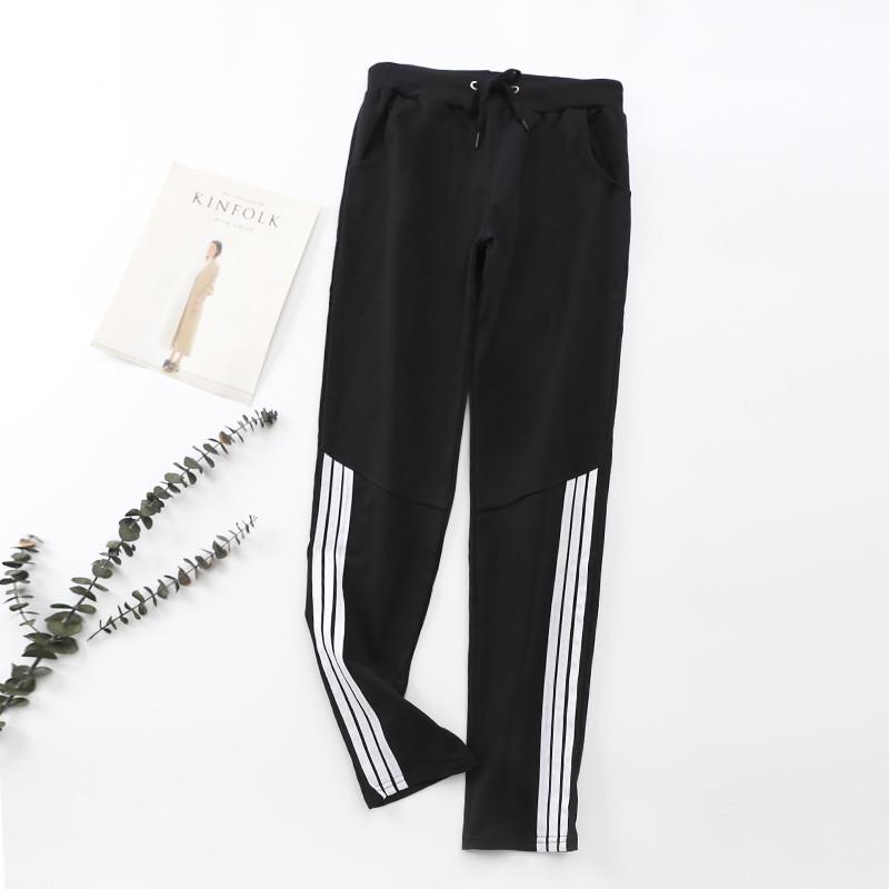 

Новые женские облегающие прямые повседневные спортивные штаны - Весенне-осенний стиль, Свободный крой, Хлопок, Однотонные, Модный большой размер M