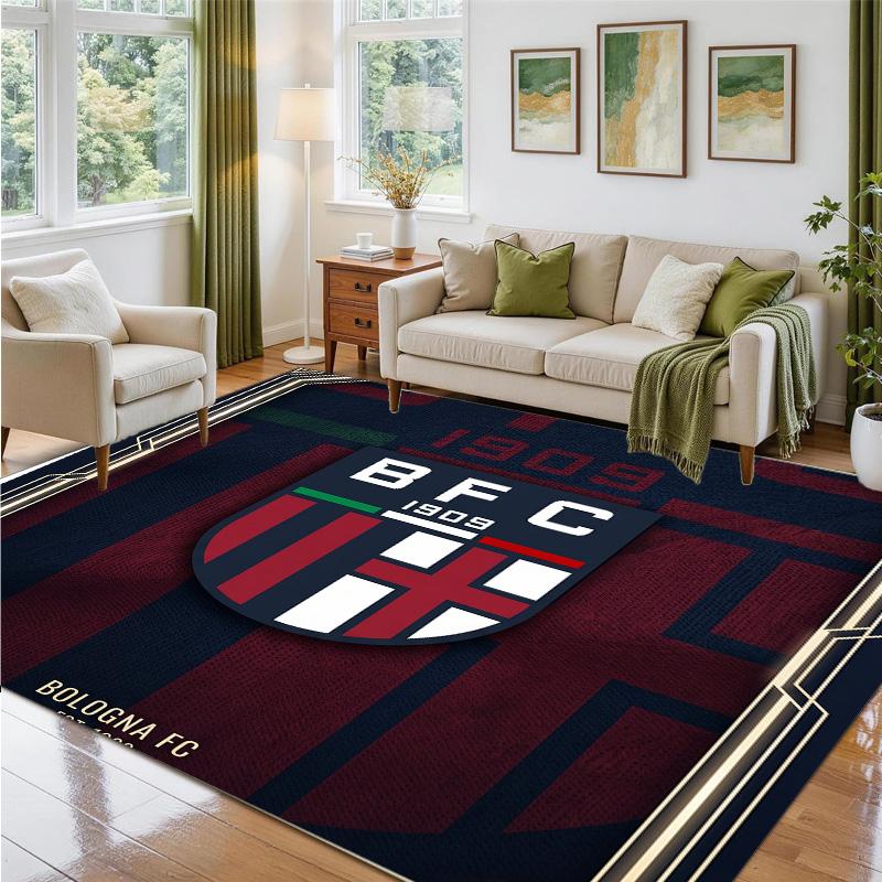 Bologna FC Design Crystal Velvet Rug Soft Decorative Mat for Bedroom Entrance