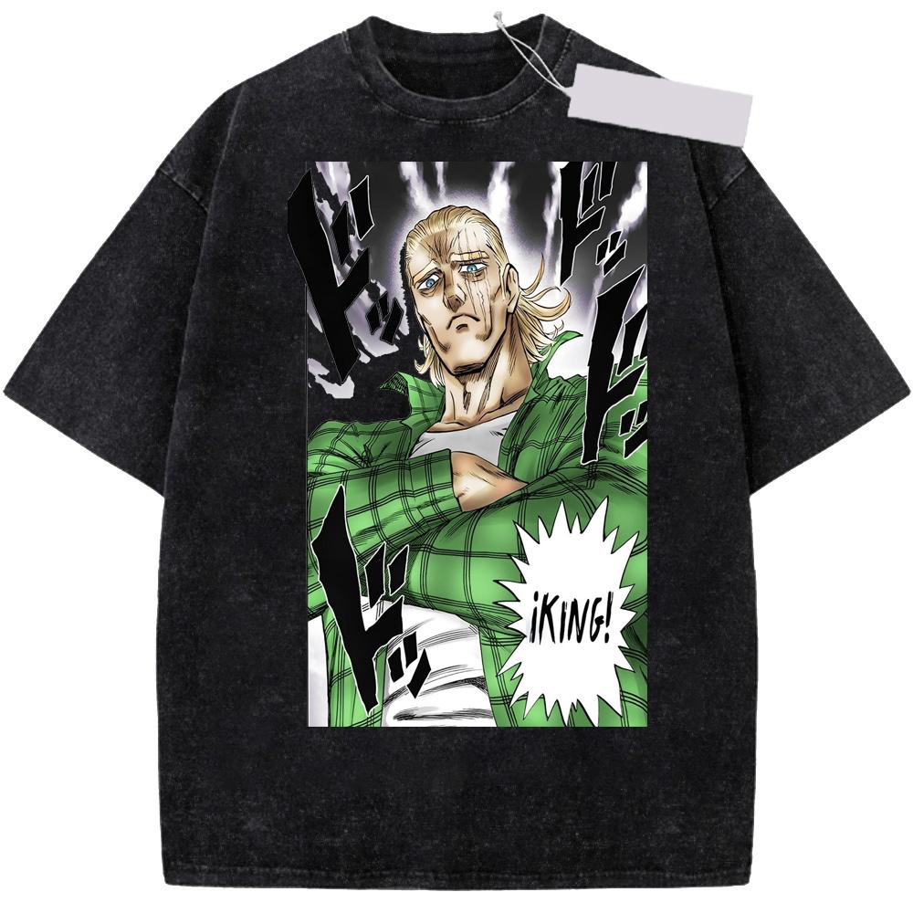 Anime ONE PUNCH Unisex King Saitama Cool Printed Tshirt Unisex Washed Cotton Tshirts Casual Unisexga Tee Harajuku Unisex Vintage T Shirt S