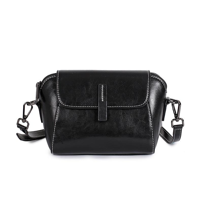 New leather women's bag oil wax cowhide shoulder bag versatile casual fashion portable messenger shell bag
