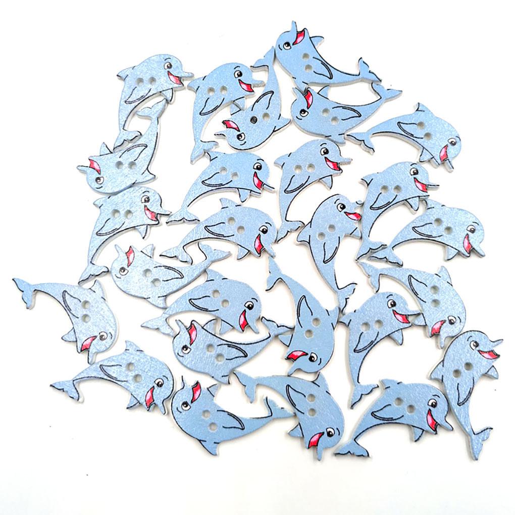 Balení 50 Dřevěných Knoflíků Vynikající Hrubý Povrch Široce Použitelné Zapínání Knoflíky s Dříkem ve Tvaru Ryby Šicí Potřeby pro Stehování
