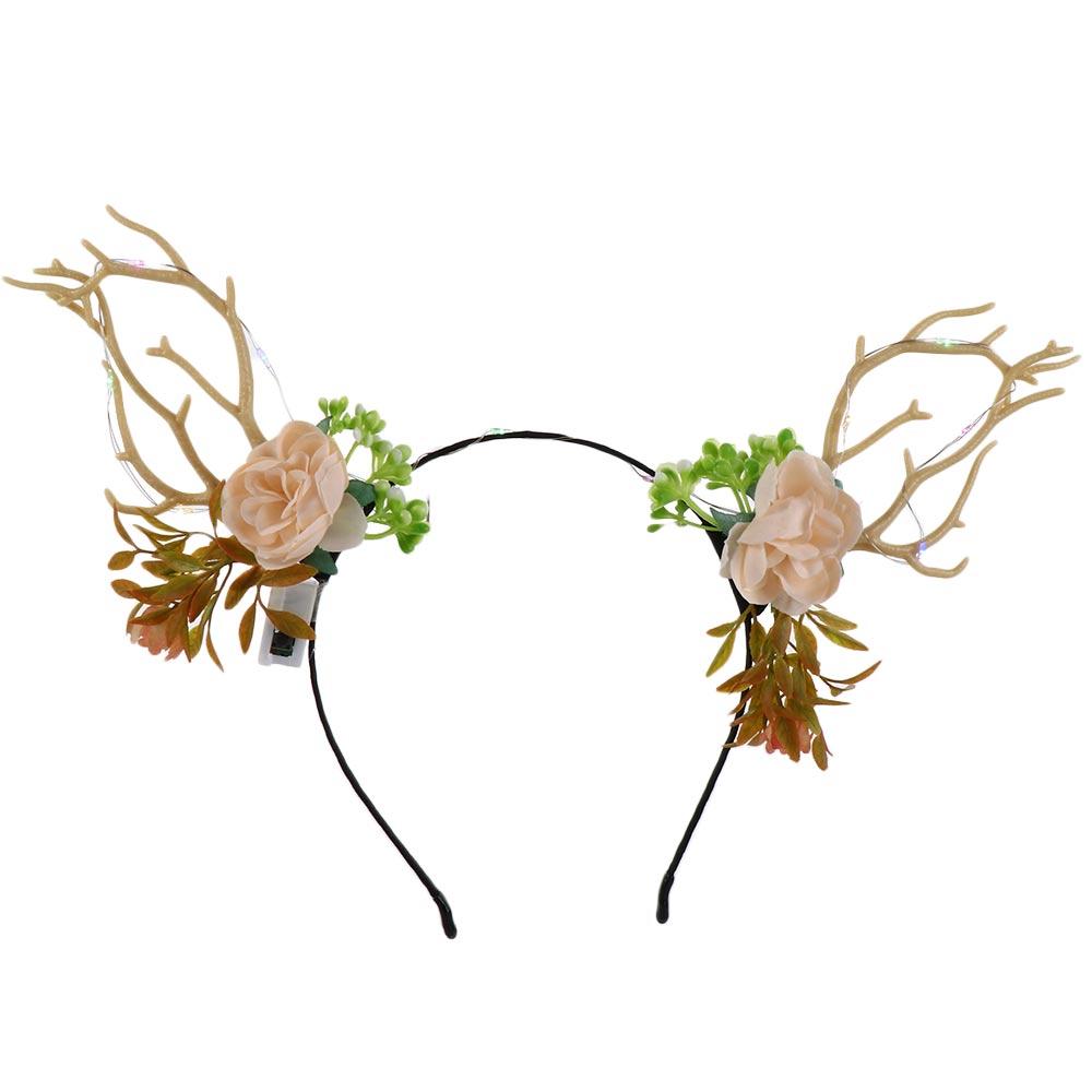 Colorful Flashing Headband LED Lights Luminous Deer Horn Hair Band LED Glow Headband  Kids Gift