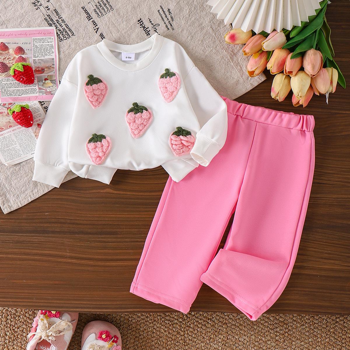 Европейский и американский комплект для девочки: Лонгслив + Розовые штаны 9-12 Months