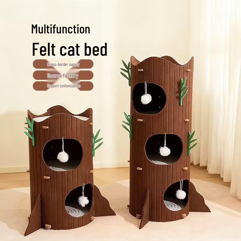 Universal Multi-Layer Cat Tree with Winter Warm Bed & Felt Hole