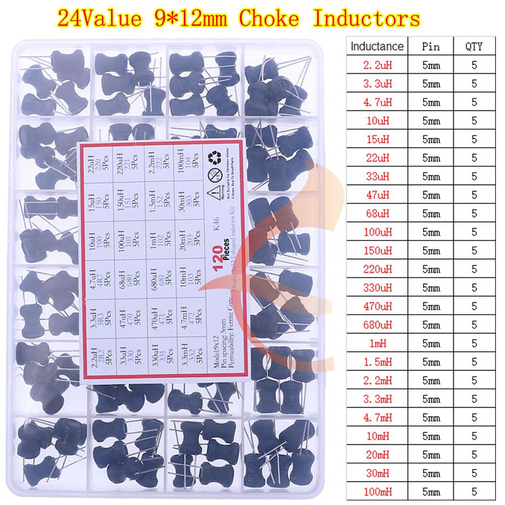 2.2uH 3.3uH 4.7uH 6.8uH 10uH 22uH 47uH 68uH 100uH 220uH 1mH 4.7mH 10mH 100mH Toroid Core Choke Color Ring Inductor Assorted Kit
